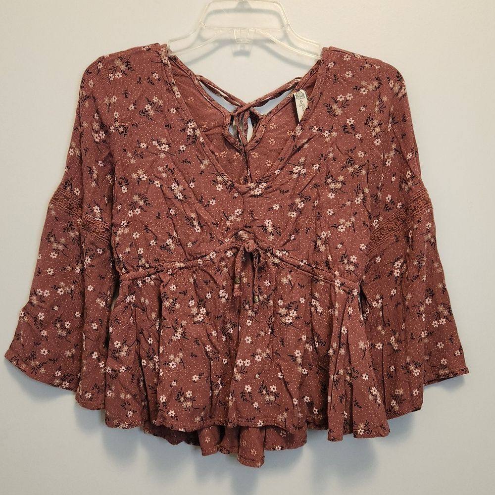 American Rag Cie Peplum Floral Boho Top Size XS